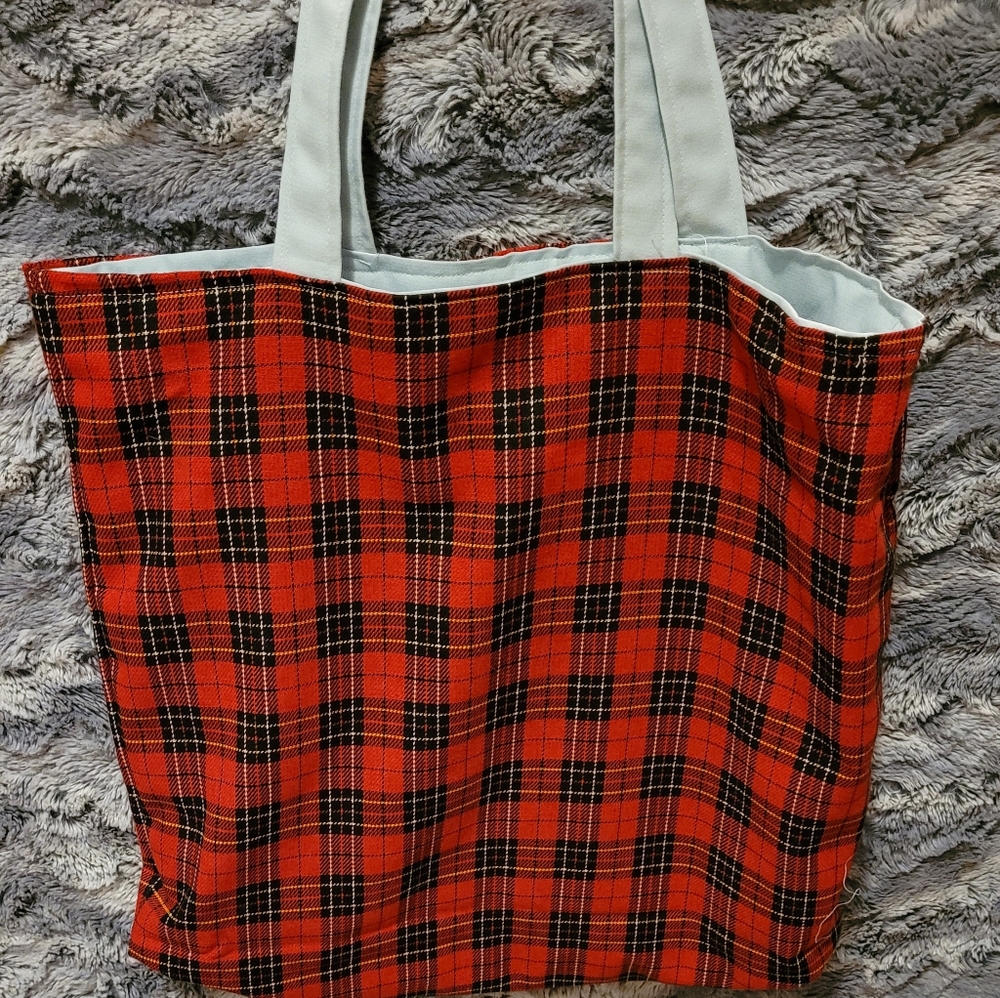 Vibrant Plaid Handmade tote bag